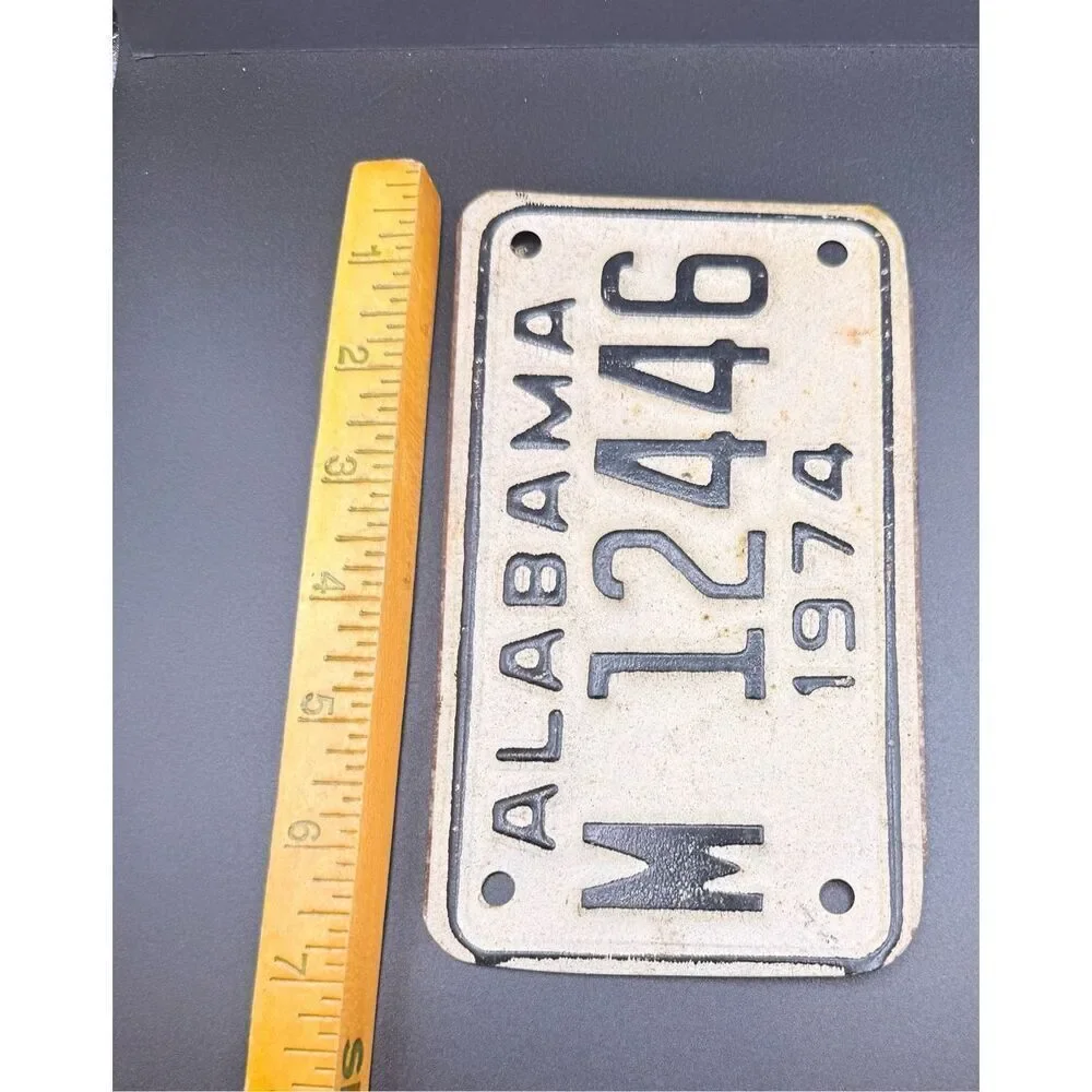 Alabama Motorcycle License Plate Vintage 1974